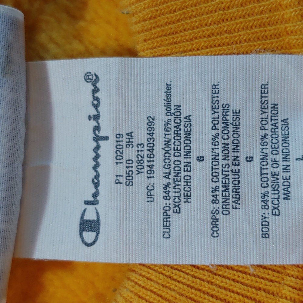 Champion Men's Embroidered Reverse Weave Crewneck in Mustard Teal size Large - Picture 15 of 15